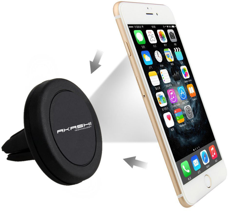 Support aération aimante+3 pastilles noir voiture