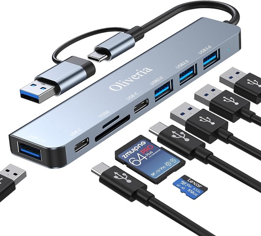 [hub8 ] Hub USB C 3.0, multiport USB 3.0 8 en 2